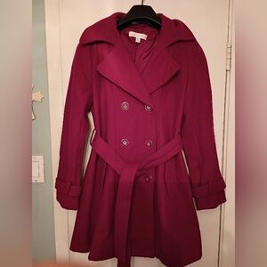 New York & Company Magenta Trench Coat